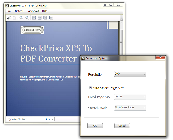 Click to view CheckPrixa XPS To PDF Converter 1.02 screenshot